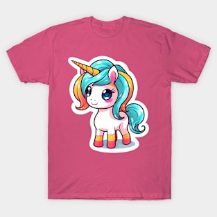 cute Kawaii Unicorn sticker T-Shirt